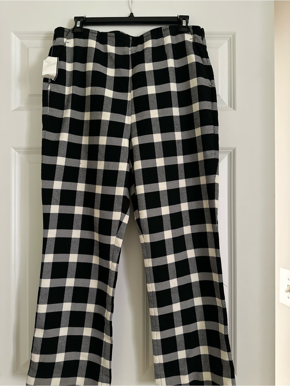 GAP Black and White Wide-Leg Plaid Pants
